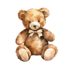 Fotobehang cute bear doll watercolor illustration isolated on white or transparent background © SaraY Studio 