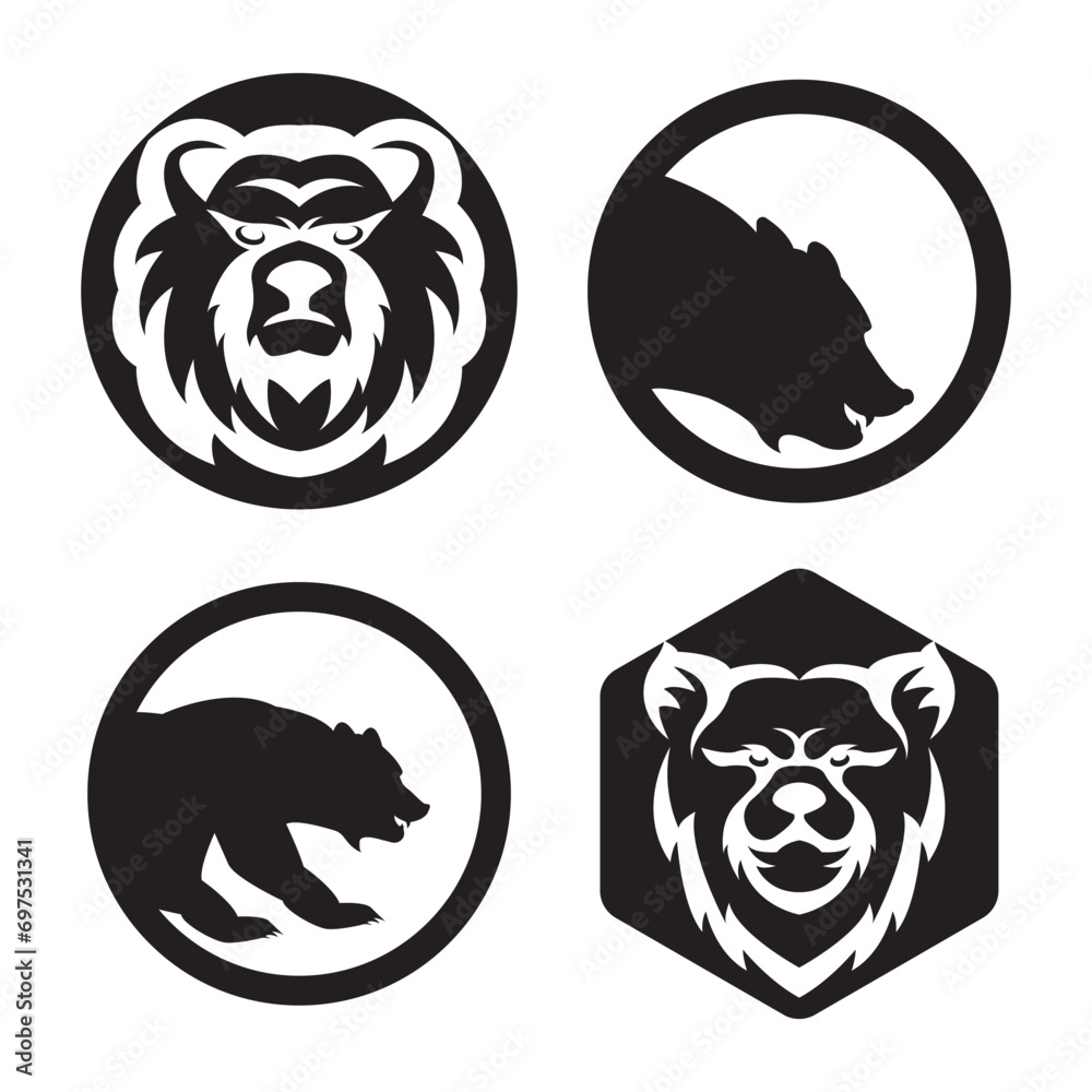 Poster bear logo vector template