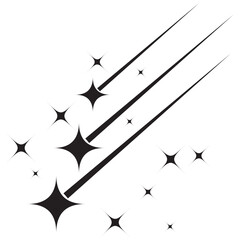 Abstract Falling Star - Black Shooting Star with Elegant Star Trail on White Background esp 10  - obrazy, fototapety, plakaty