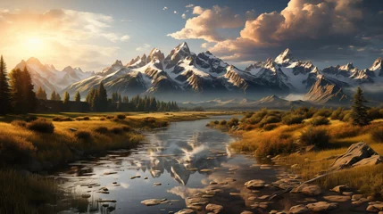 Acrylic prints Tatra Mountains sunrise in the snow mountains