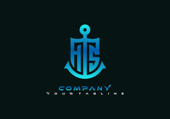 logo for business letter HS combination Shield and Anchor