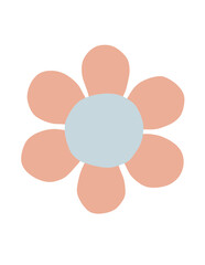 Minimal flower pink blue background on transparent background 