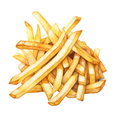 french fries watercolor illustration isolated on white or transparent background