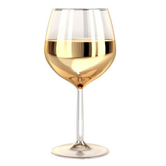 golden glass of wine or champagne isolated on white or transparent background