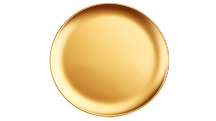 golden plate or plate made of gold isolated on white or transparent background - obrazy, fototapety, plakaty