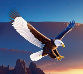 Obraz premium cute 3D cartoon character of eagle
