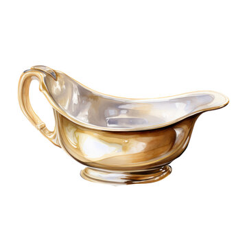  empty gravy boat watercolor illustration isolated on white or transparent background
