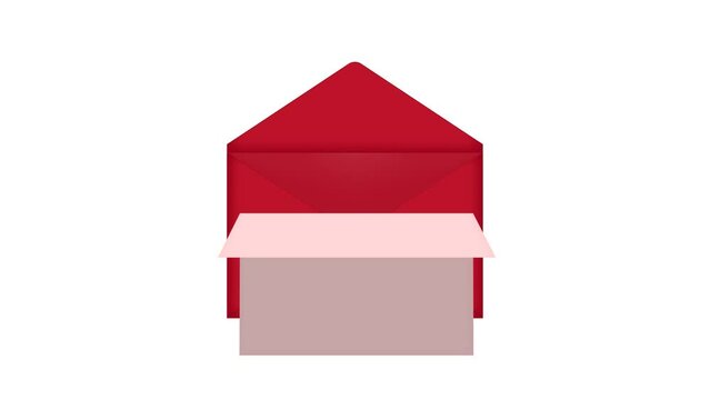 4K animation of opening an envelope and opening the paper inside ( mov ,background transparent )