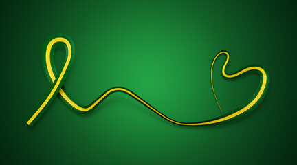 3d Flag Of Brazil Heart Shaped Shiny Wavy Awareness Ribbon flag On Green Background 3d Illustration