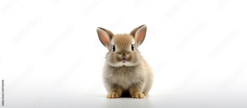 Wall mural cute baby rabbit on white background - Wall murals