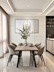 modern dining room with table