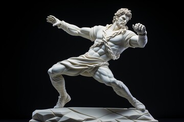 ancient statue of god, Roman sculpture, Greek mythology, exhibition of stone figures, Roman Empire, architecture, monument, white isolated head on a black background