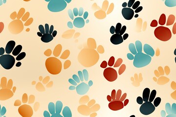 Fototapeta premium seamless pattern with footsteps paw prints of wild animal on white background