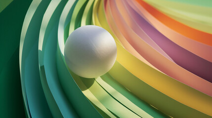 A vividly colored paper showcasing a green background, centered with a white ball.