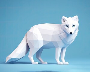 cute 3d cartoon arctic fox - obrazy, fototapety, plakaty