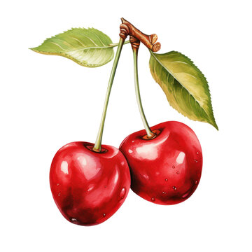 cherry watercolor illustration 