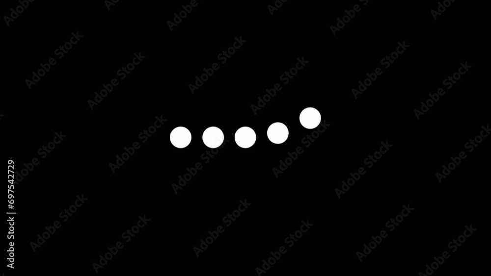 Wall mural white dots loading bar animation and typing in progress on alpha channel transparent background 4k