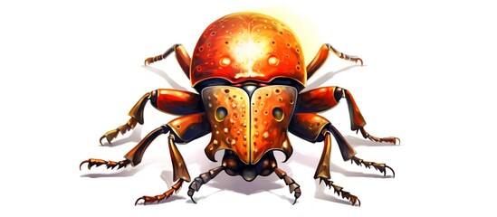 Fine art illustration of forest beetle with bold colors