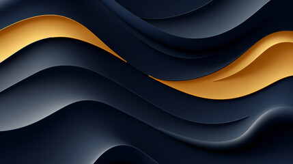 Modern Abstract Design: Shiny Gold Wave on Dark Background for Tech Business Presentation