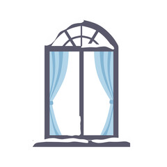 Window with snowcap, winter clipart 