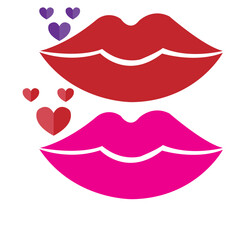 Lips pop retro icon set of lips, vector kiss flat icon design lipstick real lips with teeth. mouth female lady lips eps 10 