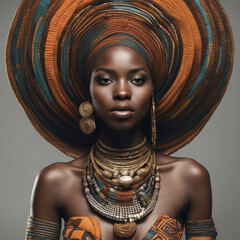 Afrykańska piękność w kapeluszu - obrazy, fototapety, plakaty