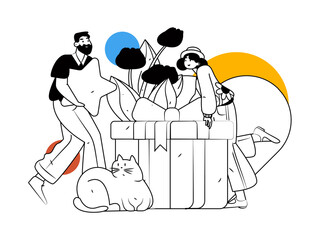 Happy Valentine's Day flat character vector concept business hand drawn illustration
