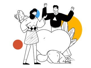 Happy Valentine's Day flat character vector concept business hand drawn illustration
