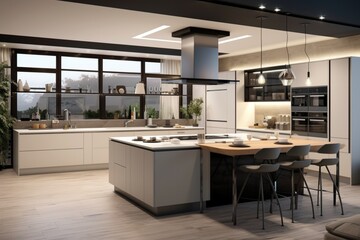 modern kitchen interior with kitchen