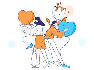Happy Valentine's Day flat character vector concept business hand drawn illustration
