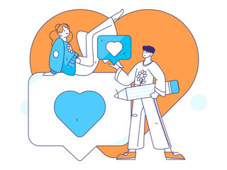 Happy Valentine's Day flat character vector concept business hand drawn illustration
