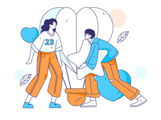 Happy Valentine's Day flat character vector concept business hand drawn illustration
