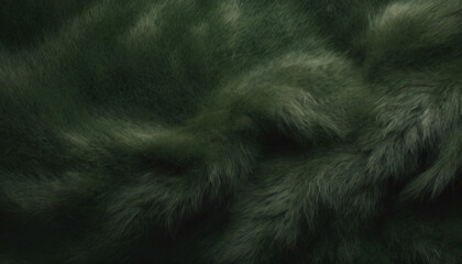 Seamless fluffy dark green fur texture background - obrazy, fototapety, plakaty