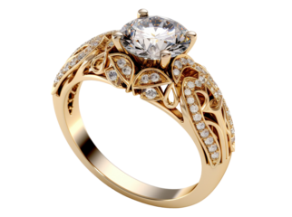 Beautiful gold engagement ring with a diamond, cut out