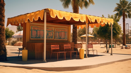 Summer Kiosk - Heatwave and Nylon Canopy at Midday in Tropics