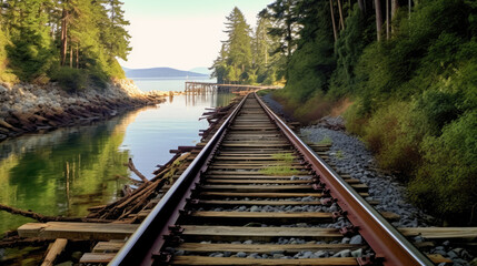 Obraz premium Summer Trestle - Seaside Zephyr and Teak Wood at High Noon