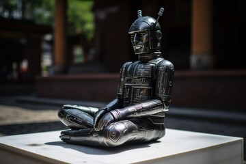 AI android sculpture. Generative AI