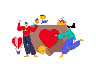 Happy Valentine's Day flat character vector concept business hand drawn illustration

