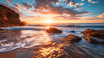 Naklejka premium sunset over the sea