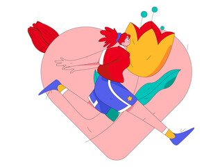 Happy Valentine's Day flat character vector concept business hand drawn illustration
