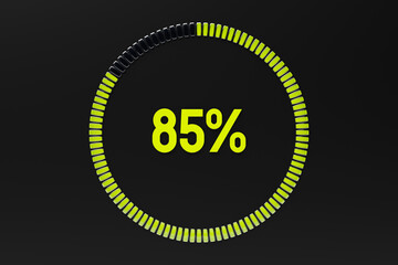 Device for measuring intensity. Round panel with scale on a black  background. 3D illustration