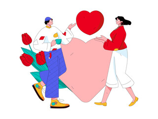 Happy Valentine's Day flat character vector concept business hand drawn illustration

