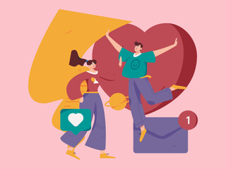 Happy Valentine's Day flat character vector concept business hand drawn illustration
