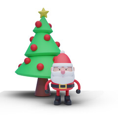 santa claus with christmas tree