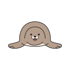 Cute seal cartoon. Vector illustration isolated on a white background.