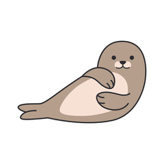 Cute seal cartoon. Vector illustration isolated on a white background.