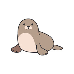 seal cartoon doodle icon. Cute seal vector illustration