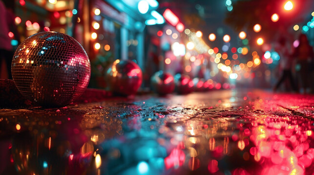 Light up disco ball hanging beautiful dark night party