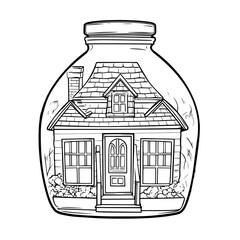 coloring page of house in the bottle 