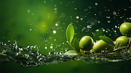 Foto op Canvas green olive oil liquid background ai visual © Ali